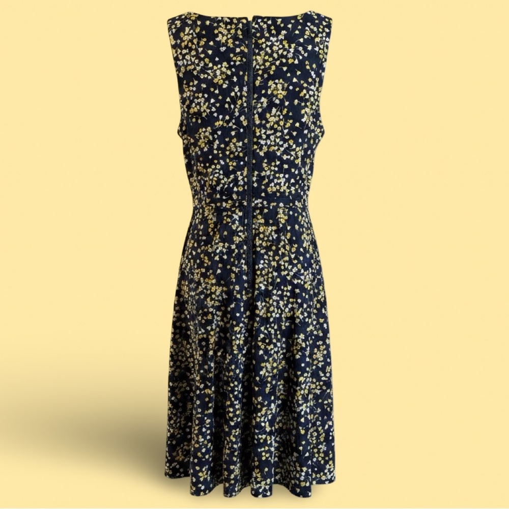 Tommy Hilfiger Navy Floral Tie-Waist Midi Dress with Yellow Accents - Picture 2 of 4